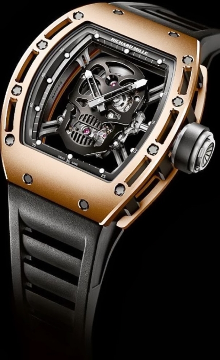 Richard Mille Replica RM 052 Rose Gold Black Skull DLC watch